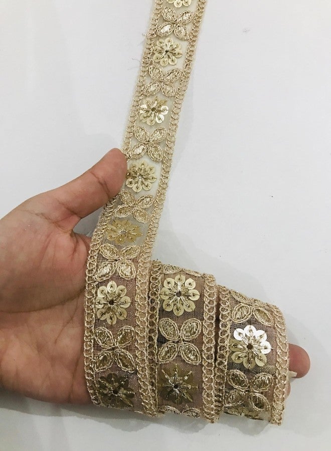 PREMDAS LACES LACE Border with Sequins and Zari Dori Embroidery Work for Saree, Kurti, Dress, Bandhani, Lehenga, Decorative Ribbon (PAL MAT) - Image 1
